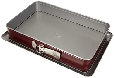 Dr. Oetker Rechteck-Springform x 25 cm BICOLOR, eckiges Kuchenblech mit zweifarbiger Antihaftbeschichtung, hochwertige Backform mit ausgezeichneter Wärmeleitung (Farbe: Rot/Grau), Menge: 1 Stück im Sale